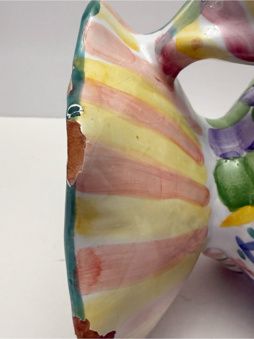 Vintage Whimsical Colorful Hanging Fish Planter Ceramic Mackenzie Childs Style - Picture 9 of 14